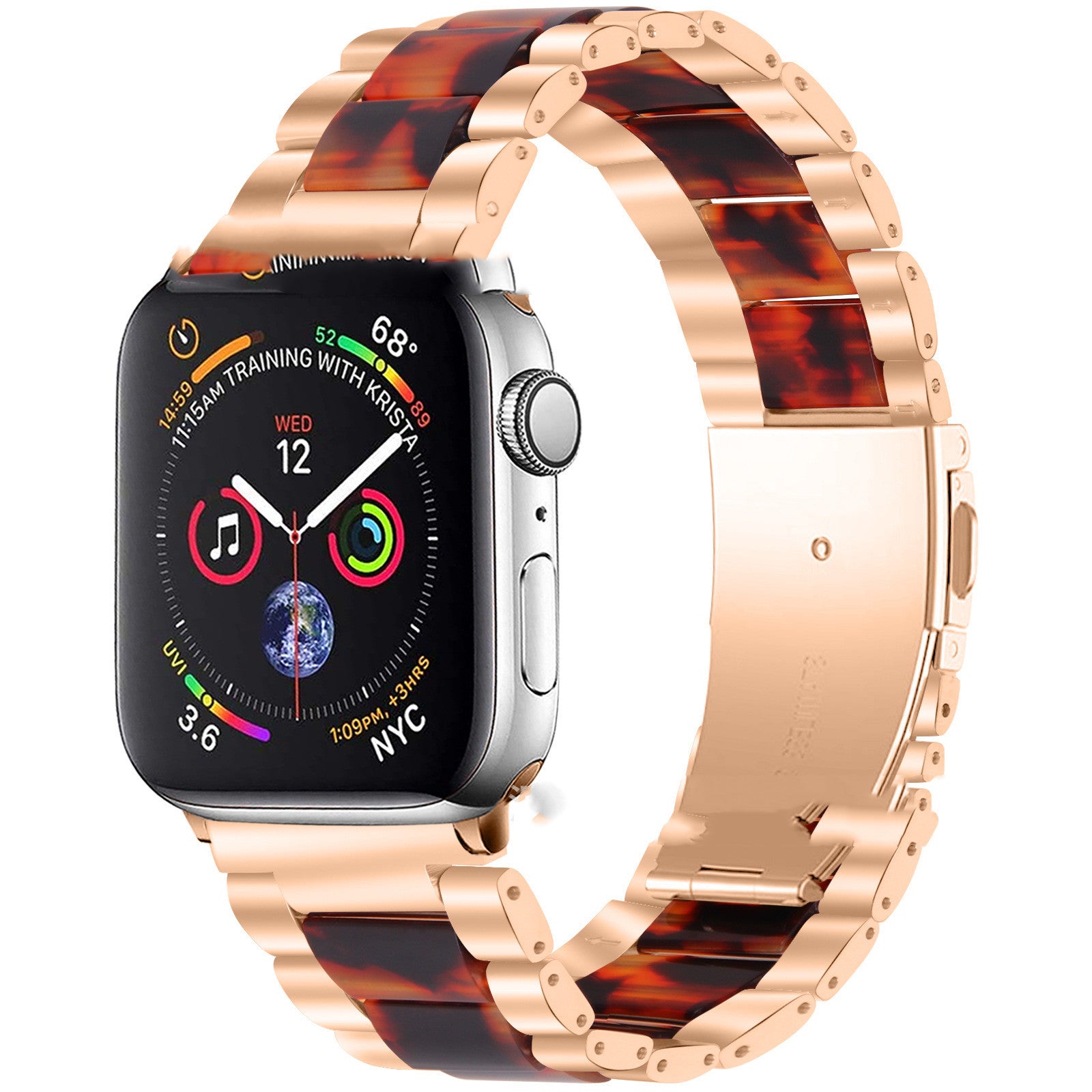 Metal Stainless Steel Resin Three Beads Watch Steel Band