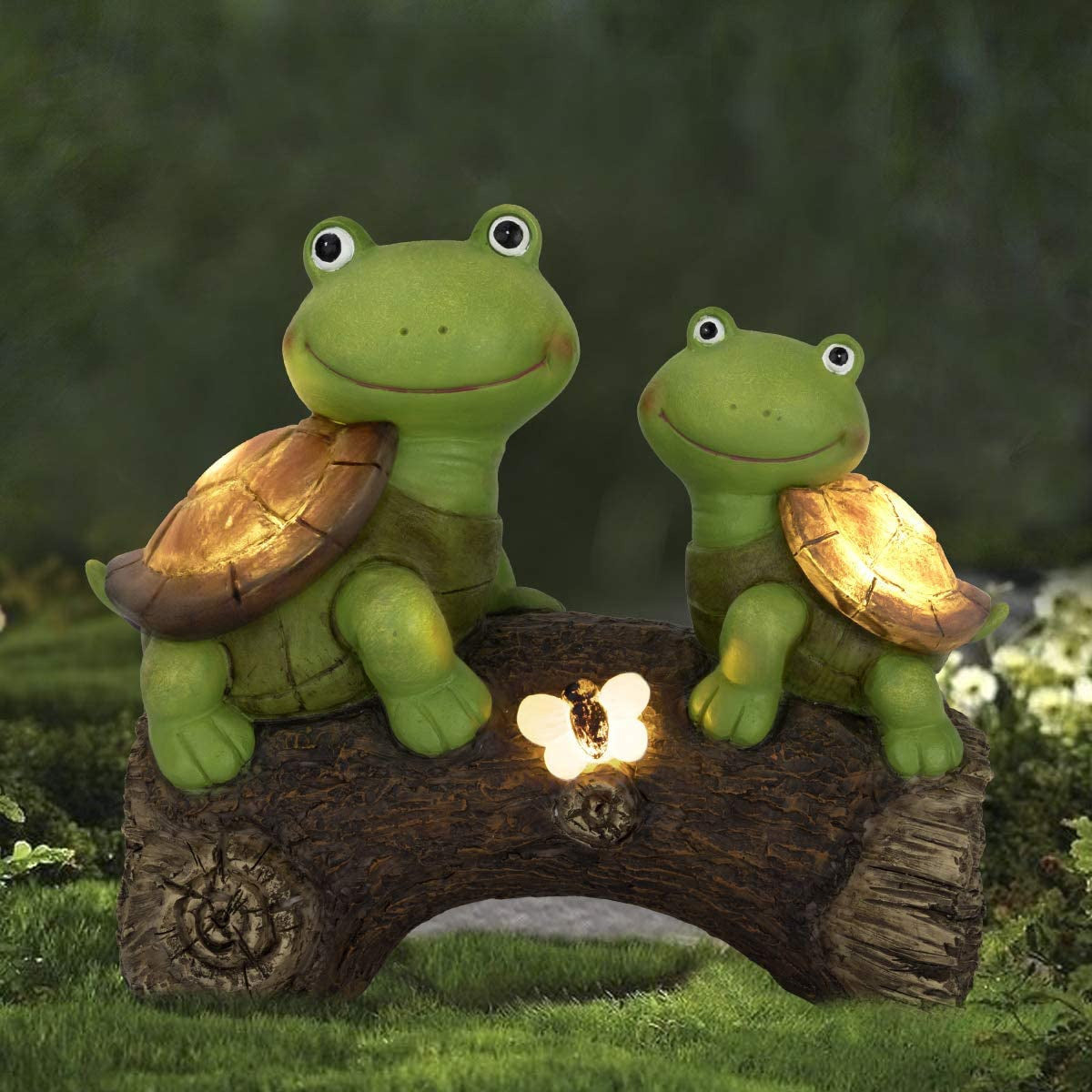 Garden Turtle Statue Outdoor Turtle Decoration Picture with LED Lights Paddock Lawn Art Decoration