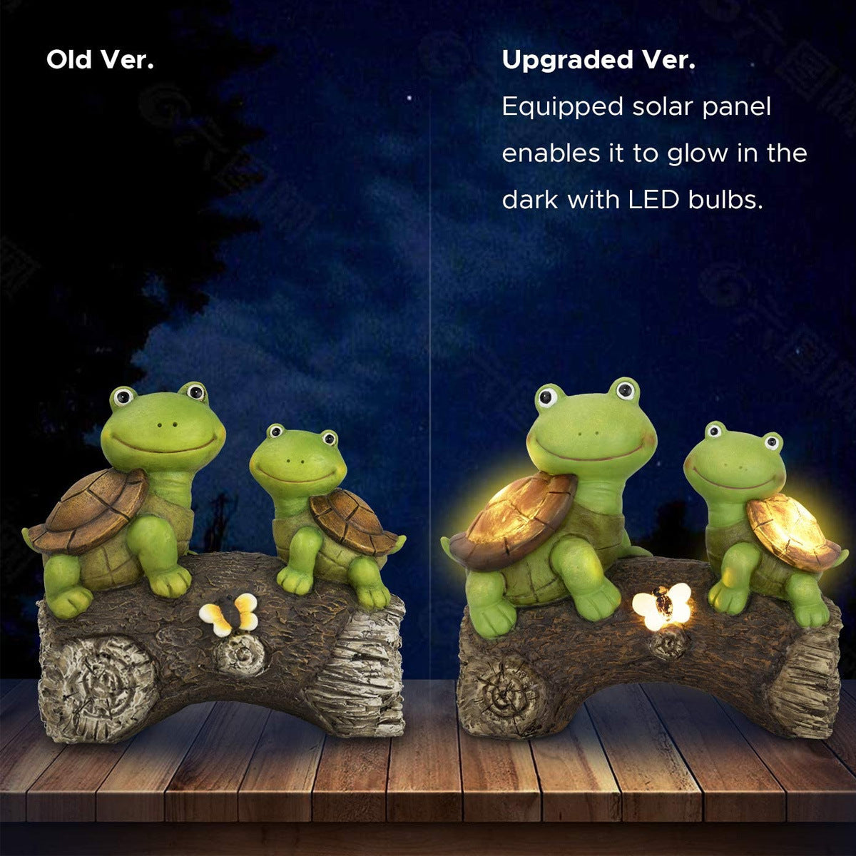Garden Turtle Statue Outdoor Turtle Decoration Picture with LED Lights Paddock Lawn Art Decoration