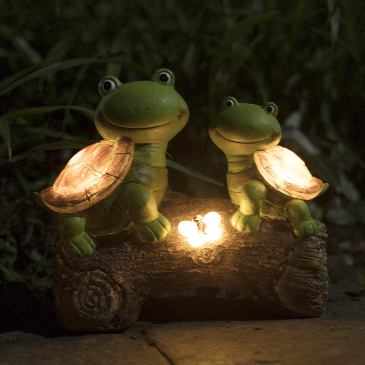 Garden Turtle Statue Outdoor Turtle Decoration Picture with LED Lights Paddock Lawn Art Decoration