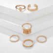 6-piece Ring Geometric Leaf Tassel  Ring