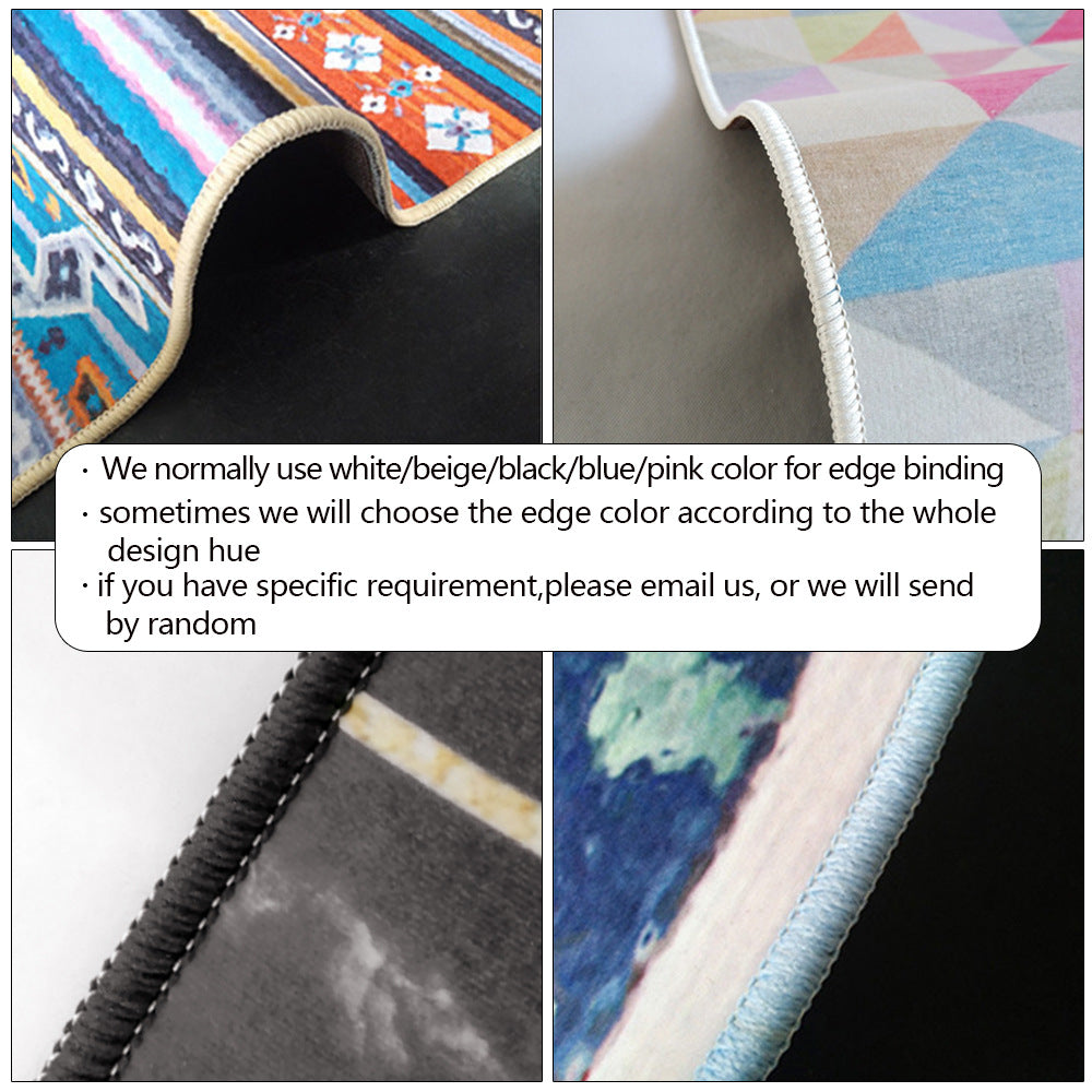 Retro Blue Living Room Bedroom Kitchen Bedside Carpet