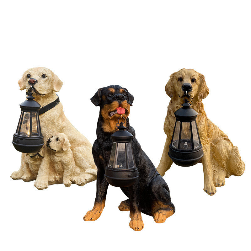 Large size LED Solar Light Dog Lantern Sculpture Resin Craft Ornament Home Porch Decor Garden Solar Powered Big LED Light Dog Statues