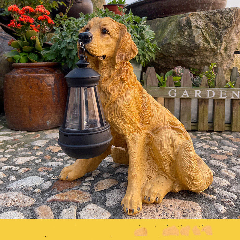Large size LED Solar Light Dog Lantern Sculpture Resin Craft Ornament Home Porch Decor Garden Solar Powered Big LED Light Dog Statues