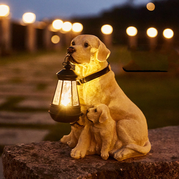Large size LED Solar Light Dog Lantern Sculpture Resin Craft Ornament Home Porch Decor Garden Solar Powered Big LED Light Dog Statues