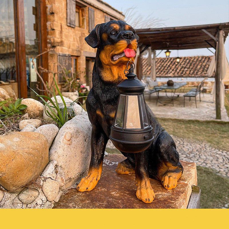 Large size LED Solar Light Dog Lantern Sculpture Resin Craft Ornament Home Porch Decor Garden Solar Powered Big LED Light Dog Statues