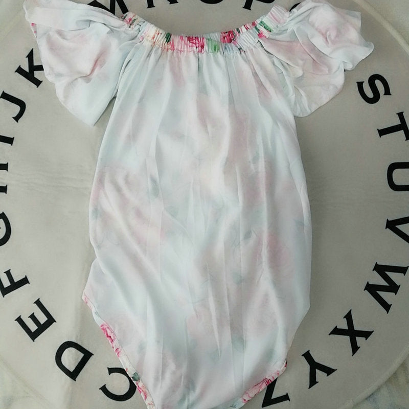 Ruffle Printed Maternity Photograph Jumpsuit