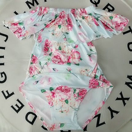 Ruffle Printed Maternity Photograph Jumpsuit