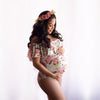 Ruffle Printed Maternity Photograph Jumpsuit