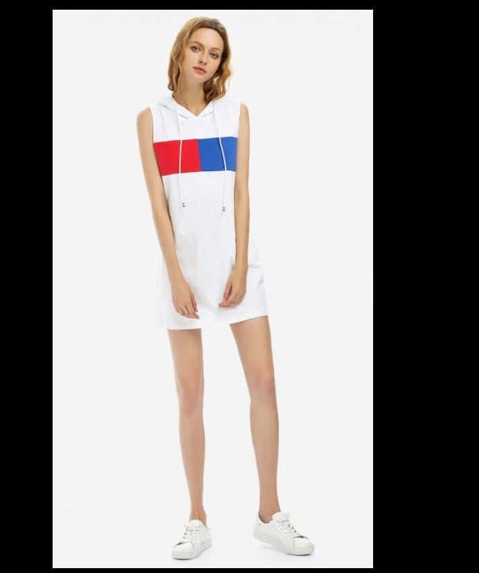 Sleeveless Hooded Dress Women