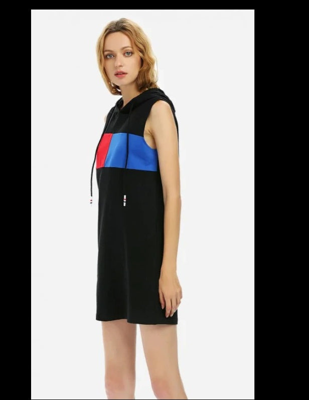 Sleeveless Hooded Dress Women