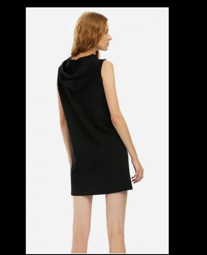Sleeveless Hooded Dress Women