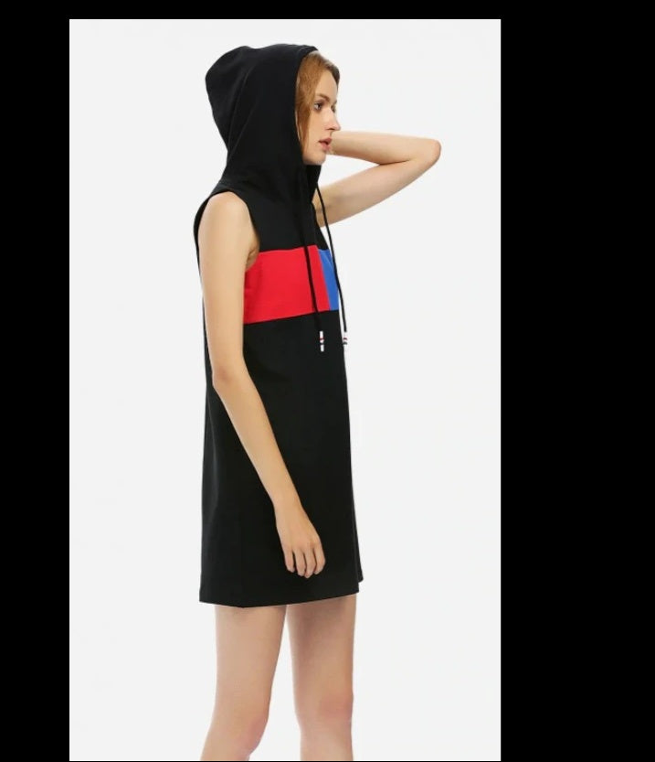 Sleeveless Hooded Dress Women