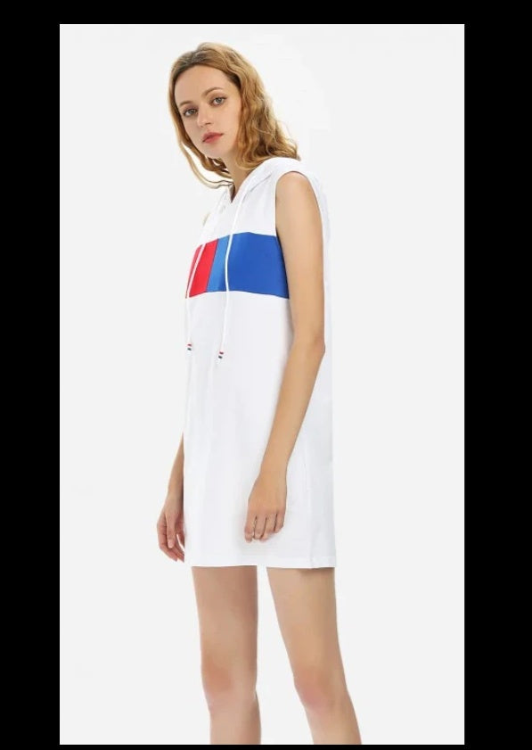 Sleeveless Hooded Dress Women