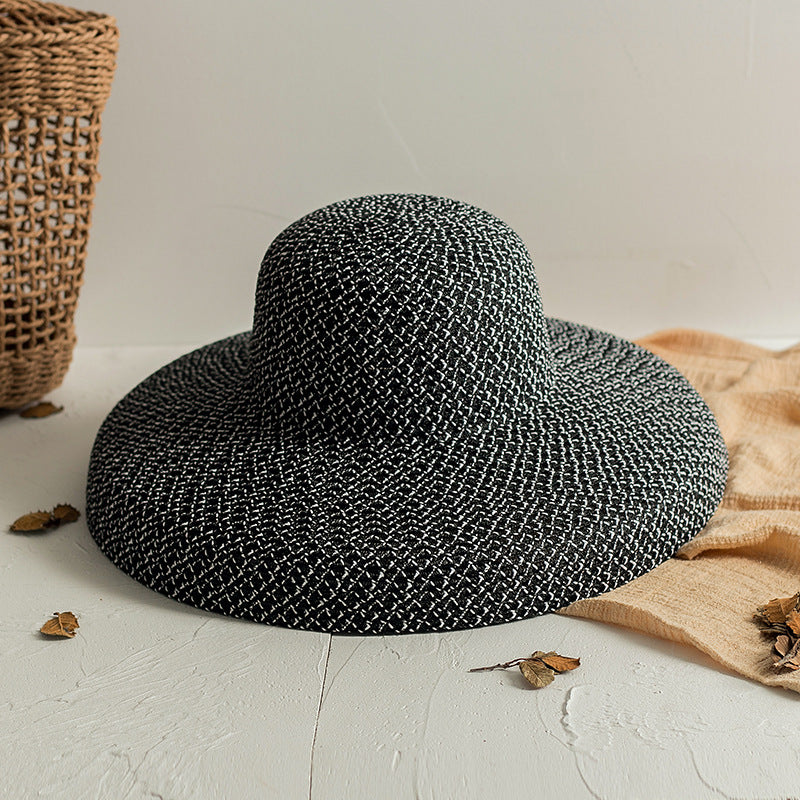 Retro Round Top Big Straw Hat Ladies Sun Hats Travel