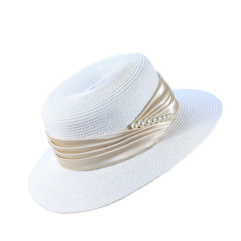 Summer Net Red Pearl Sunscreen Top Hat Women