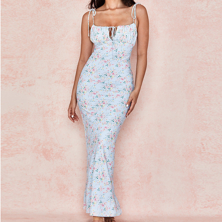 Summer Floral Print Dress Women Sexy Party Long Dresses Puff Short Sleeve dress