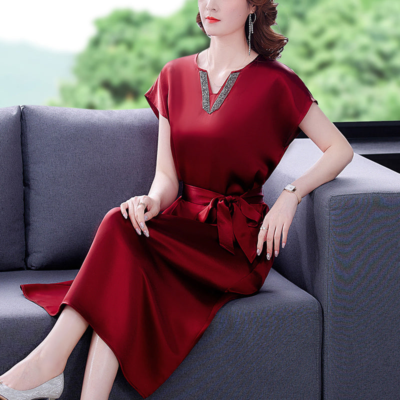 Noble Lady Mother Silk Acetate Satin Dress
