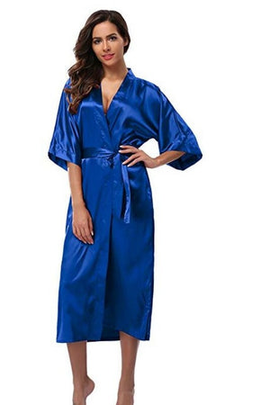 Women Silk Satin Long Wedding Bride Bridesmaid Robe Kimono