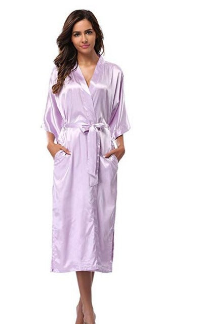 Women Silk Satin Long Wedding Bride Bridesmaid Robe Kimono