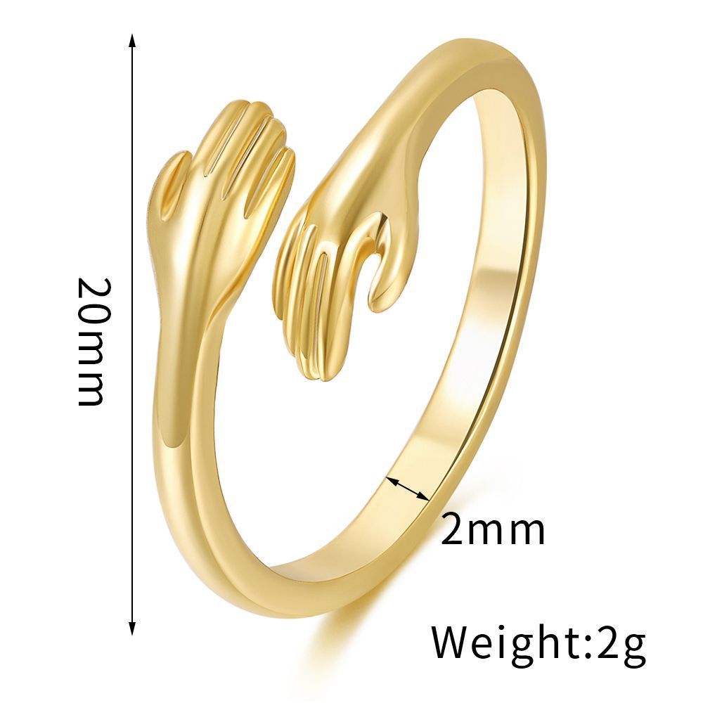Hug Gesture Ring 18K Gold Preservation