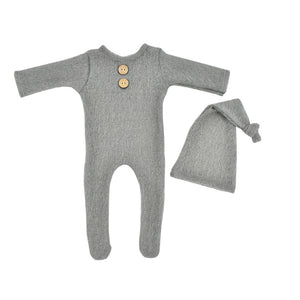 Newborn Photography Clothes Mohair Knitted Jumpsuit Knotted Hat Suit Baby Knitted Romper Suit