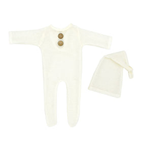 Newborn Photography Clothes Mohair Knitted Jumpsuit Knotted Hat Suit Baby Knitted Romper Suit