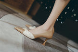 Pointed Toe Stiletto High Heels Leather Pearl Korean Style Simple Single Shoes Women