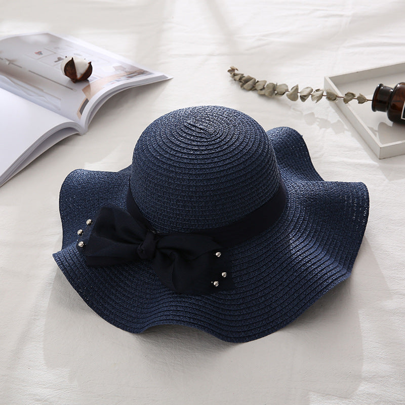 Women's Wavy Edge Big Brim Straw Hat Korean Travel
