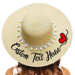 Fashion Personalized Custom Embroidery Beach Hat Your Name Text Logo Women Sun Hat Palm Straw Hat