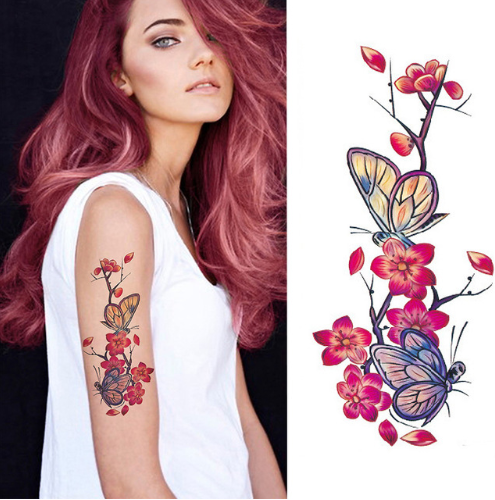 Flower tattoo sticker color sketch tattoo sticker flower peony rose plum tattoo sticker