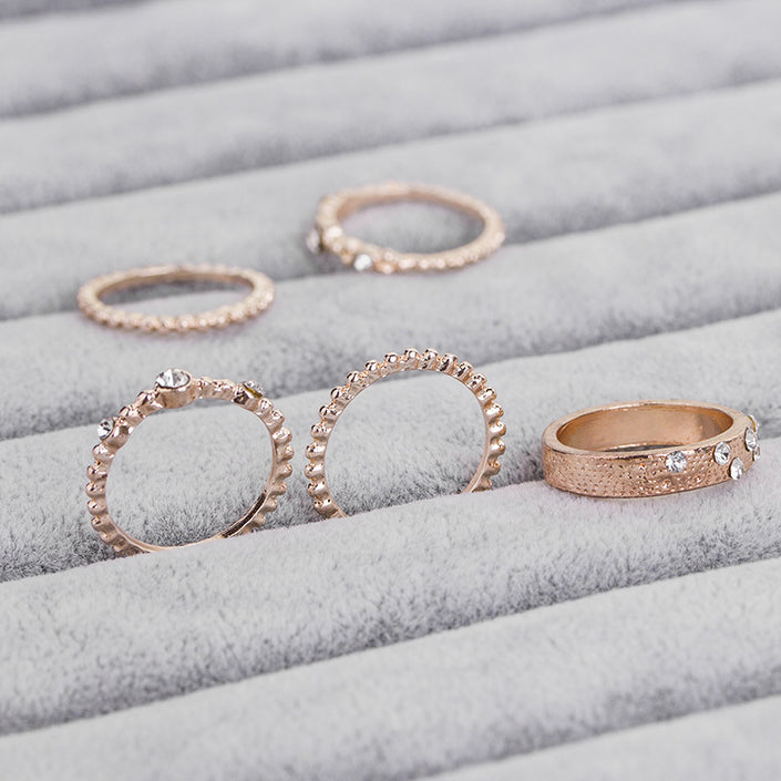 Jewelry Rose Gold Stackable Diamonds Set Of Five Sets Of Rings BohemiaJ