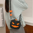 Funny Pumpkin Cartoon Shoulder Crossbody Bag With Bat Personalized Creative Female Bag