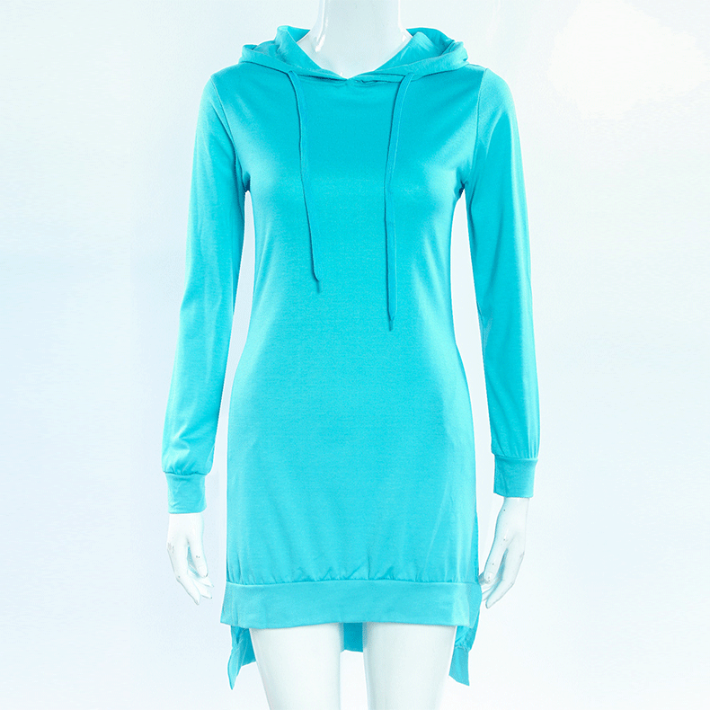 fashion irregular hooded long-sleeved dress sweater