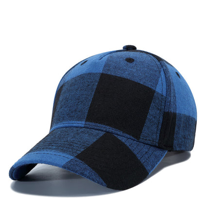 Black Red Check Peak Baseball Hat