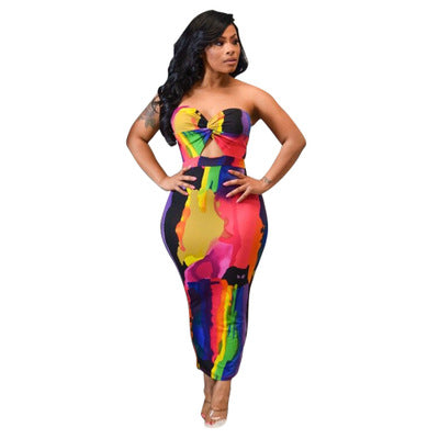 Beach skirt women's printed nightclub skirt