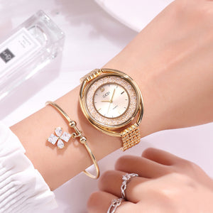 Watch Women Water Diamond British Watch Steel Band Waterproof Ladies Watch
