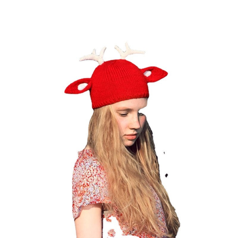 New Trend Knitted Hat Handmade Christmas Gift Deer Funny Western Style