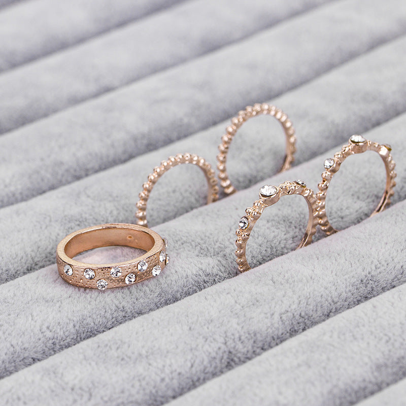Jewelry Rose Gold Stackable Diamonds Set Of Five Sets Of Rings BohemiaJ
