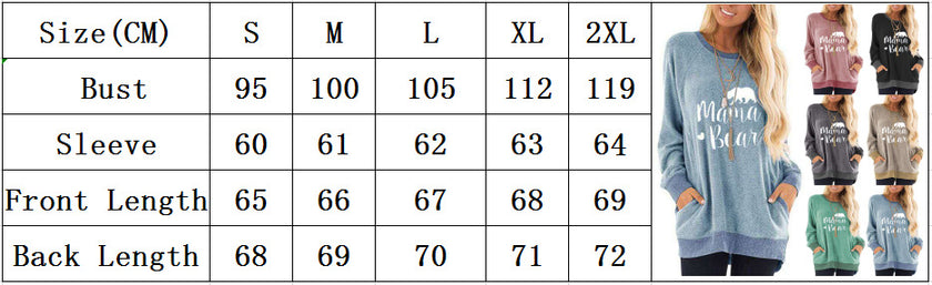 Letter Printing Round Neck Contrast Color Pocket Sweatshirt