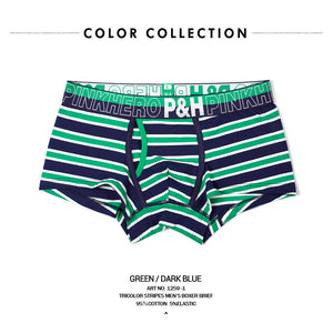Men's cotton underwear comfort striped boxer briefs
