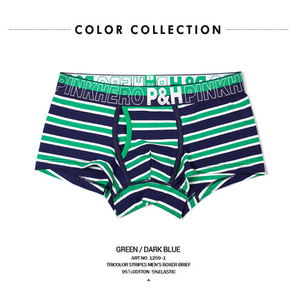 Men's cotton underwear comfort striped boxer briefs