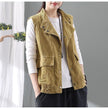 Double-layer Corduroy Cardigan Vest Women's Coat Waistcoat Lapel Top Retro