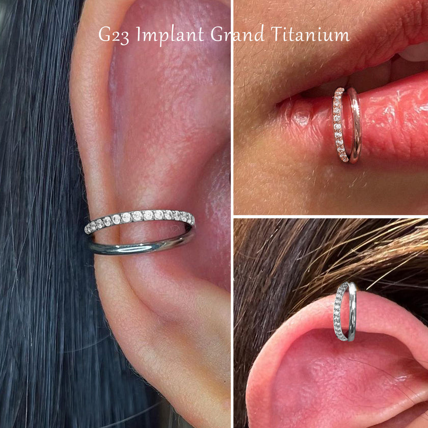 G23 Titanium Nose Ring Closed Ring Seamless Ring Cartilage Ring Zircon