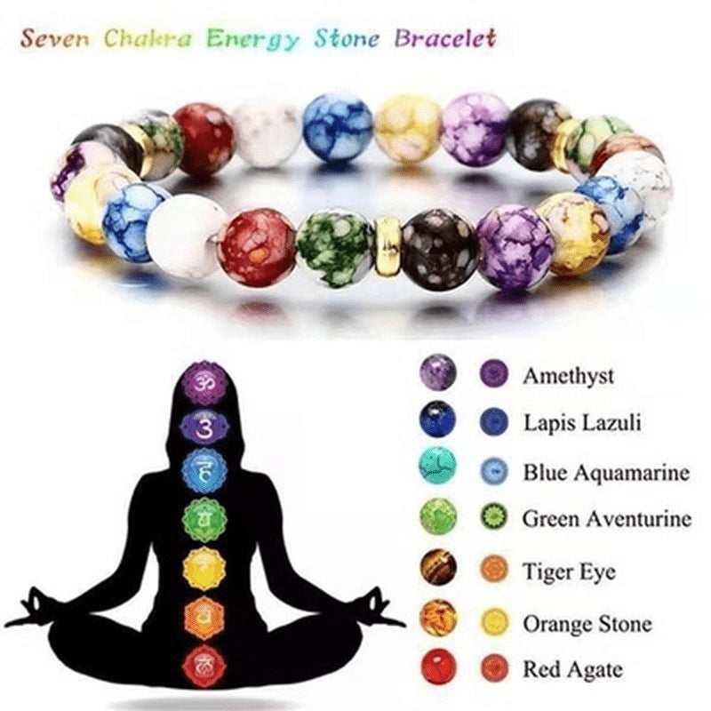 Colorful Bracelet Yoga Balance Energy Beads Volcanic Stone Bracelet