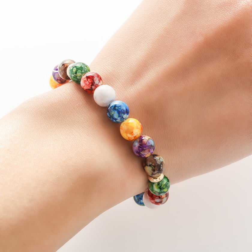 Colorful Bracelet Yoga Balance Energy Beads Volcanic Stone Bracelet