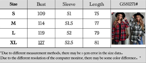 Lapel Single Breasted Shirt Women's Commuting Wear Loose Plaid