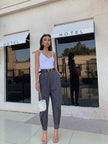 Women's beamed f high waist slim overalls