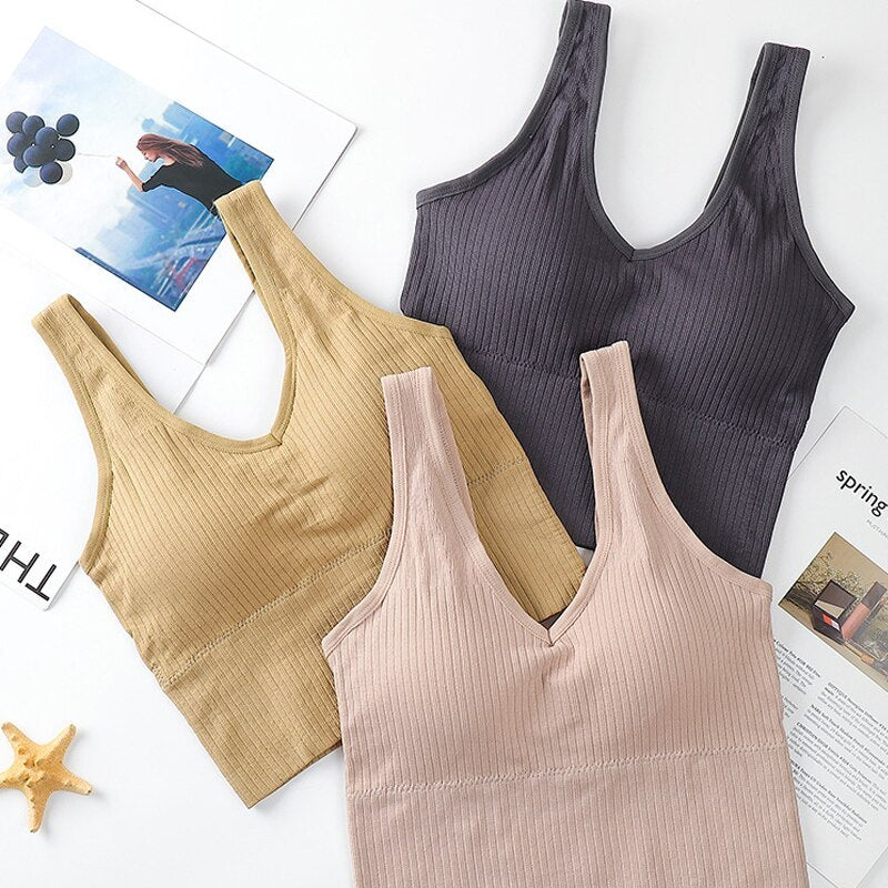 Wrapped Chest Strap And Padding Non-wire Sports Bra