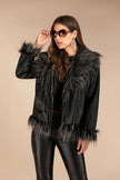 Imitation raccoon fur sheepskin leather jacket